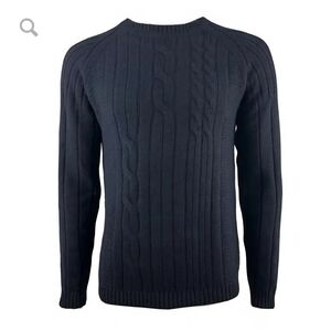 Daniele Fiesoli Men's Dark Cable Knit Crewneck Sweater
